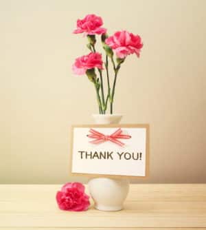 Thank you card w/pink carnations